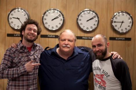 Steve Shields, Thomas Krettler and Alec Pinkston on the set of “Sick Day.” Courtesy of Sick Day.