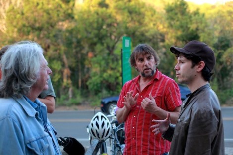 James Benning, Richard Linklater and Gabe Klinger during production of Klinger’s “Double Play.” Courtesy of Gabe Klinger.