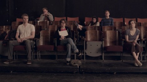 Nick Vidal, Dennis Grimes, Maggie Suma, Elaine Ivy Harris, Alex Weisman and Jaclyn Hennell star in Stephen Cone’s “Black Box.” Courtesy of Cone Arts.