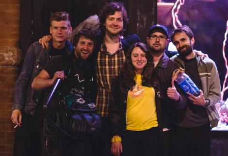 Cory Popp, Steve Lunch, Ignatiy Vishnevetsky, Allison Torem, Drew Durepos and Michael Castelle on the set of “Ellie Lumme.” Courtesy of Cory Popp.