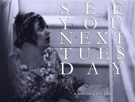 An early poster for “See You Next Tuesday,” featuring Eleanore’s original photograph for Mona, brandishing a flyswatter. Courtesy of Drew Tobia.