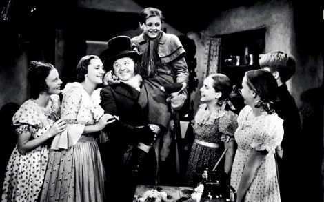 Bunny Beatty, Kathleen Lockhart, Gene Lockhart, Terry Kilburn, Muriel Kearney, John O’Day and June Lockhart in Edwin L. Marin’s “A Christmas Carol.” Courtesy of Turner Classic Movies.