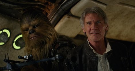 Peter Mayhew and Harrison Ford in J.J. Abrams’s “Star Wars Episode VII: The Force Awakens.”